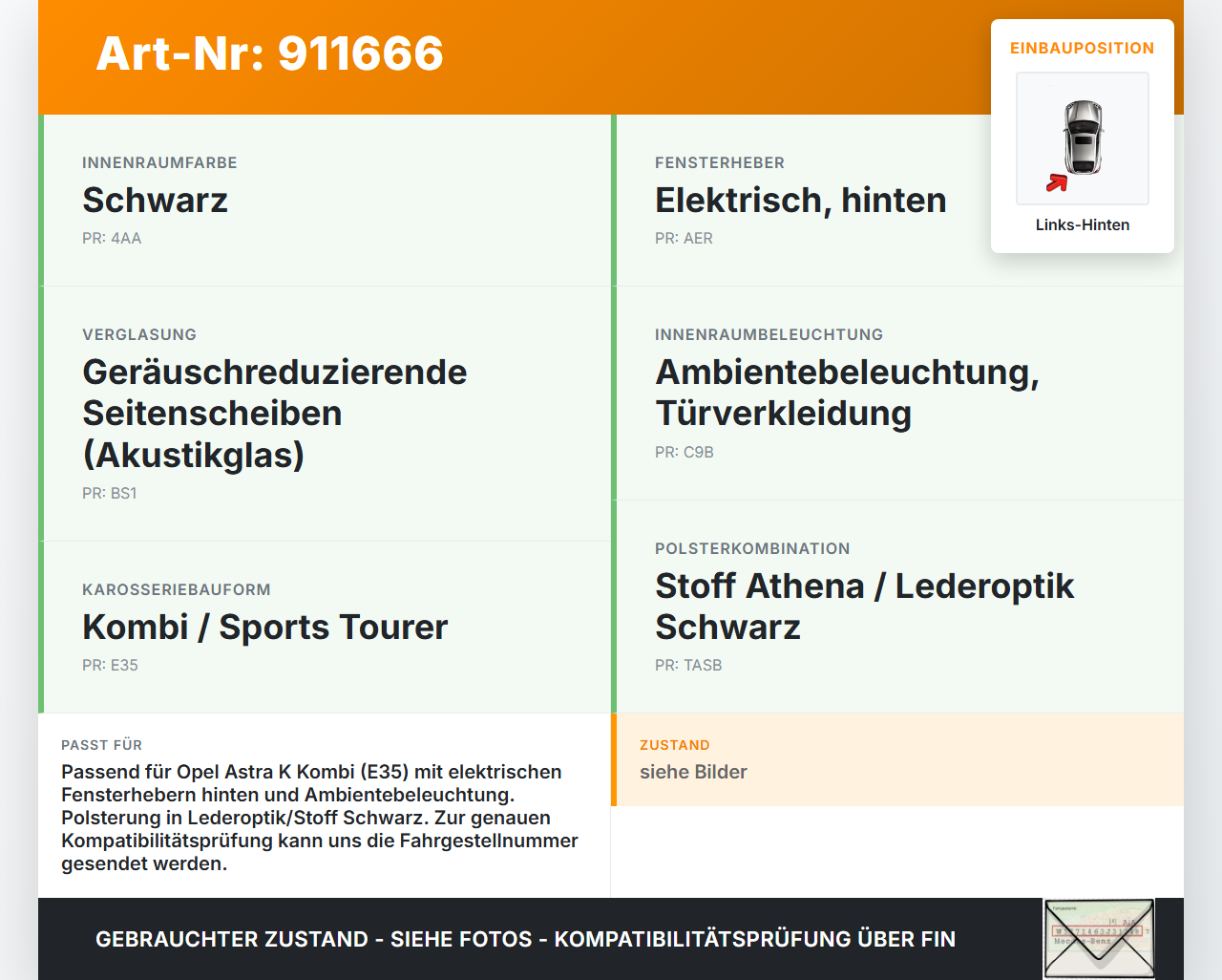 Opel Astra K 15-19 Kombi Türverkleidung Türpappe Links Hinten Opel Astra K 15-19 25.10.2018 gebraucht Vorschau 3