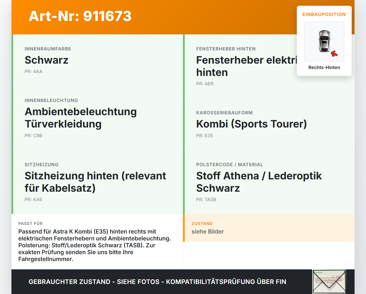 Opel Astra K 15-19 Kombi Türverkleidung Türpappe Rechts Hinten Opel Astra K 15-19 25.10.2018 gebraucht Vorschau 3