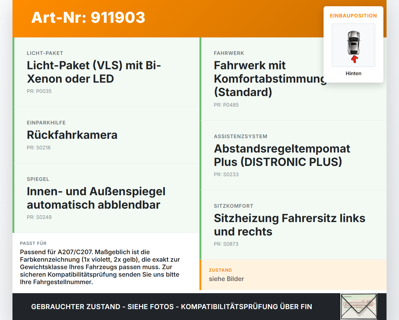Mercedes A207 C207 E250 11-13 Cabriolet Beide Feder Federn Hinten Mercedes A207 C207 E250 11-13 12.09.2011... Vorschau 3