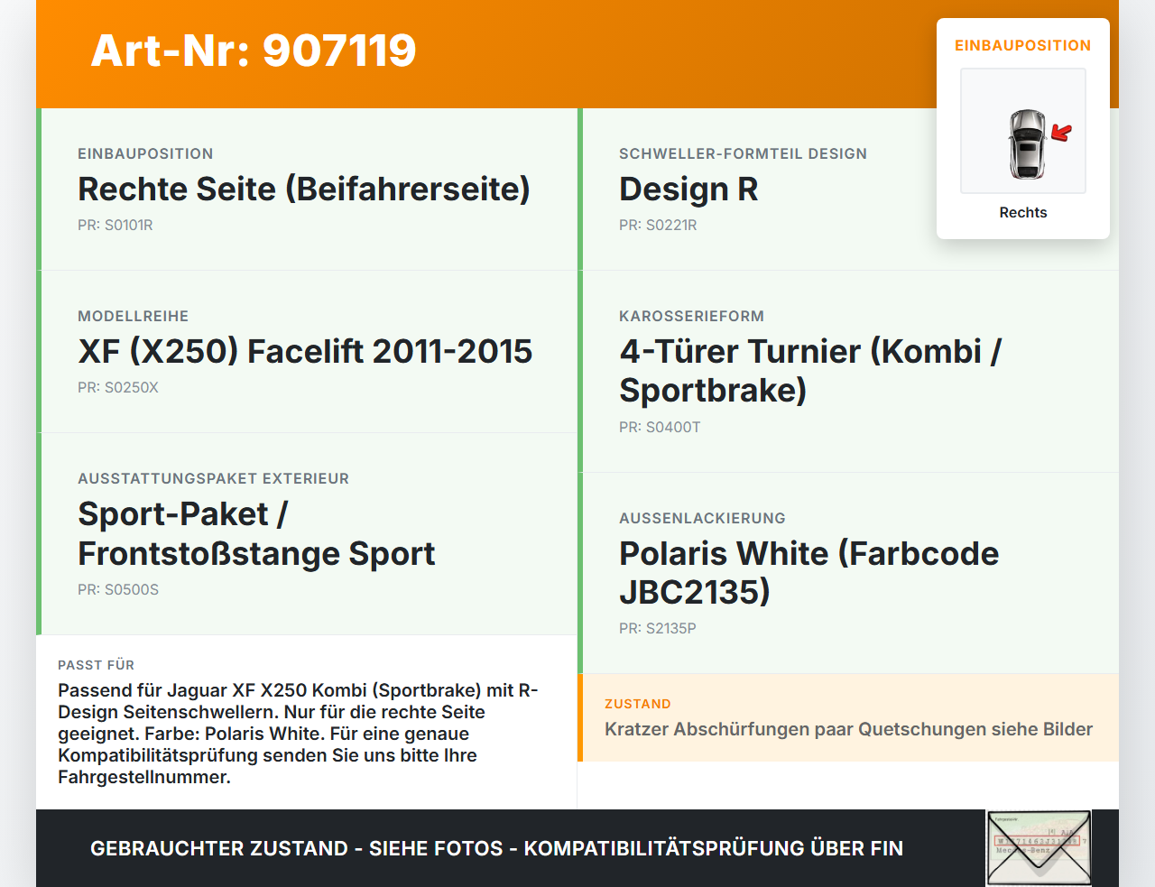 Jaguar XF X250 11-15 Kombi Verkleidung für Schweller Seitenschweller Rechts Jaguar XF X250 11-15 29.10.2012... Vorschau 3