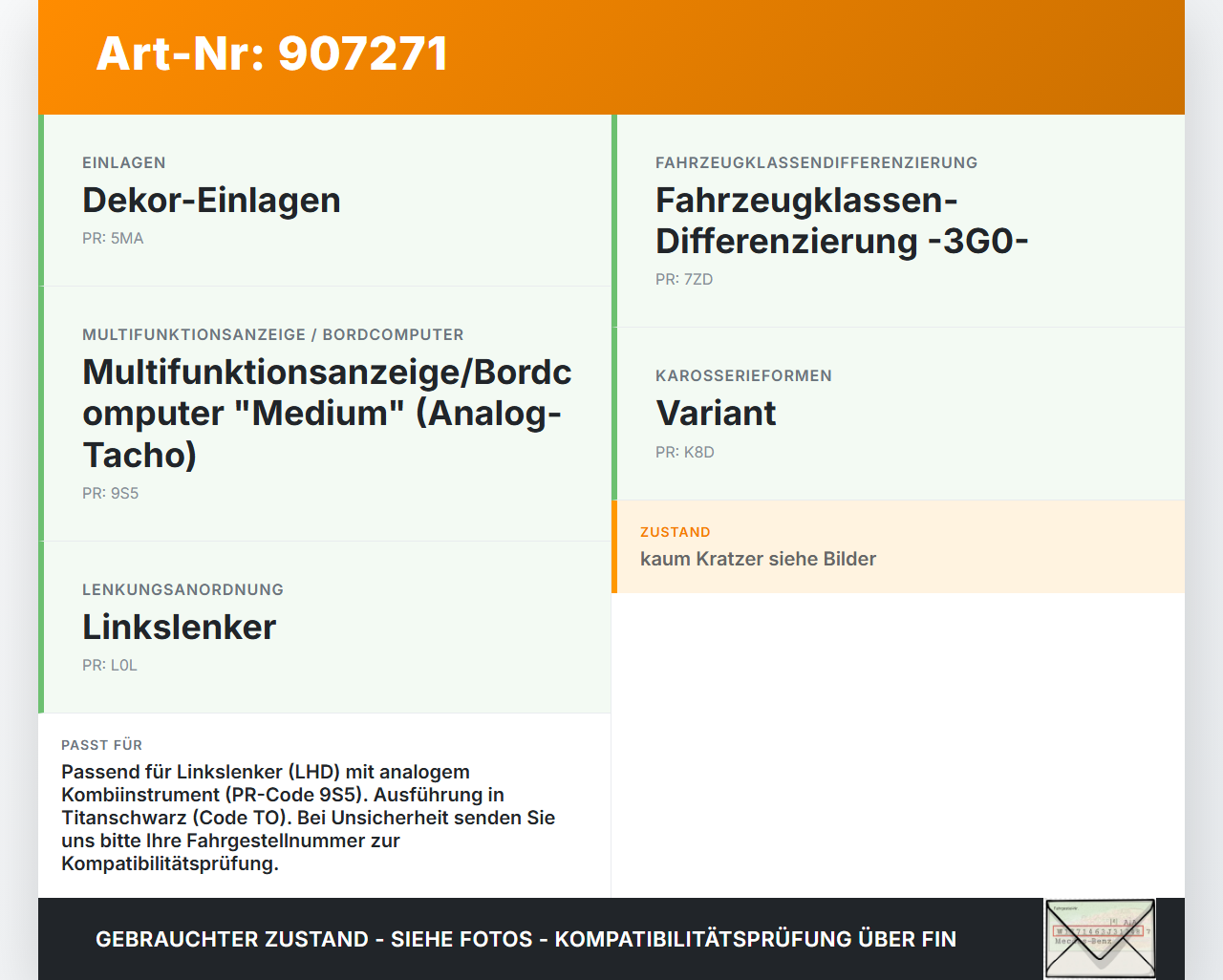 VW Passat B8 3G 14-19 Verkleidung für Tacho VW Passat B8 3G 14-19 25.07.2017 3G1858366A 3G1858366 gebraucht Vorschau 3