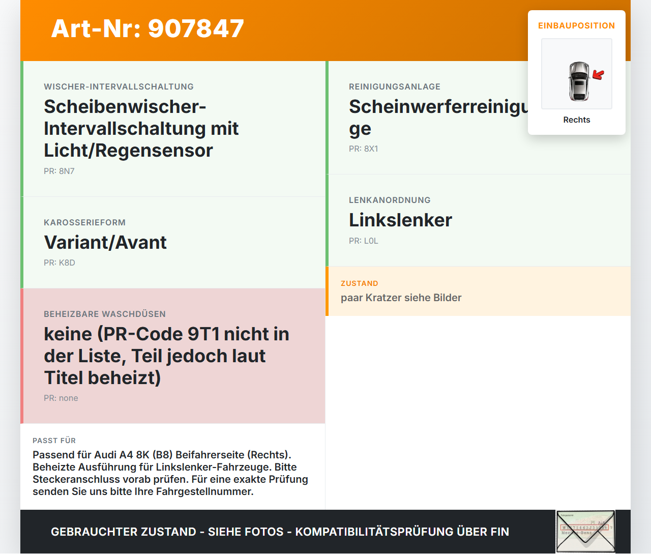 Audi A4 8K B8 11-15 Waschdüse f. Windschutzscheibe WS Rechts beheizt Audi A4 8K B8 11-15 13.08.2014 8T0955988B... Vorschau 3