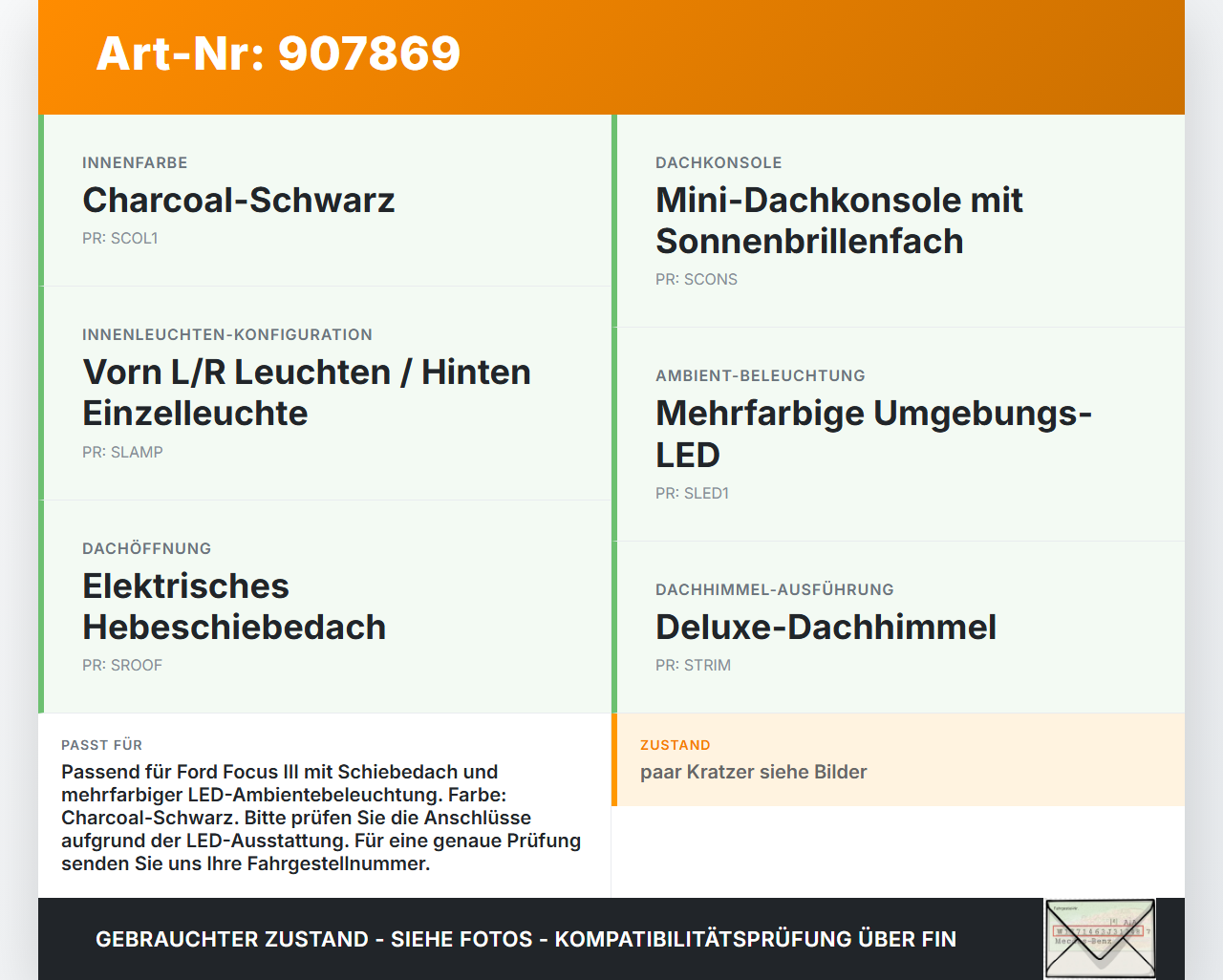 Ford Focus III 14-18 Innenleuchte Innenraumleuchte Ford Focus III 14-18 12.05.2015 AM51-13K767-BG34X1 1905.1.040... Vorschau 3