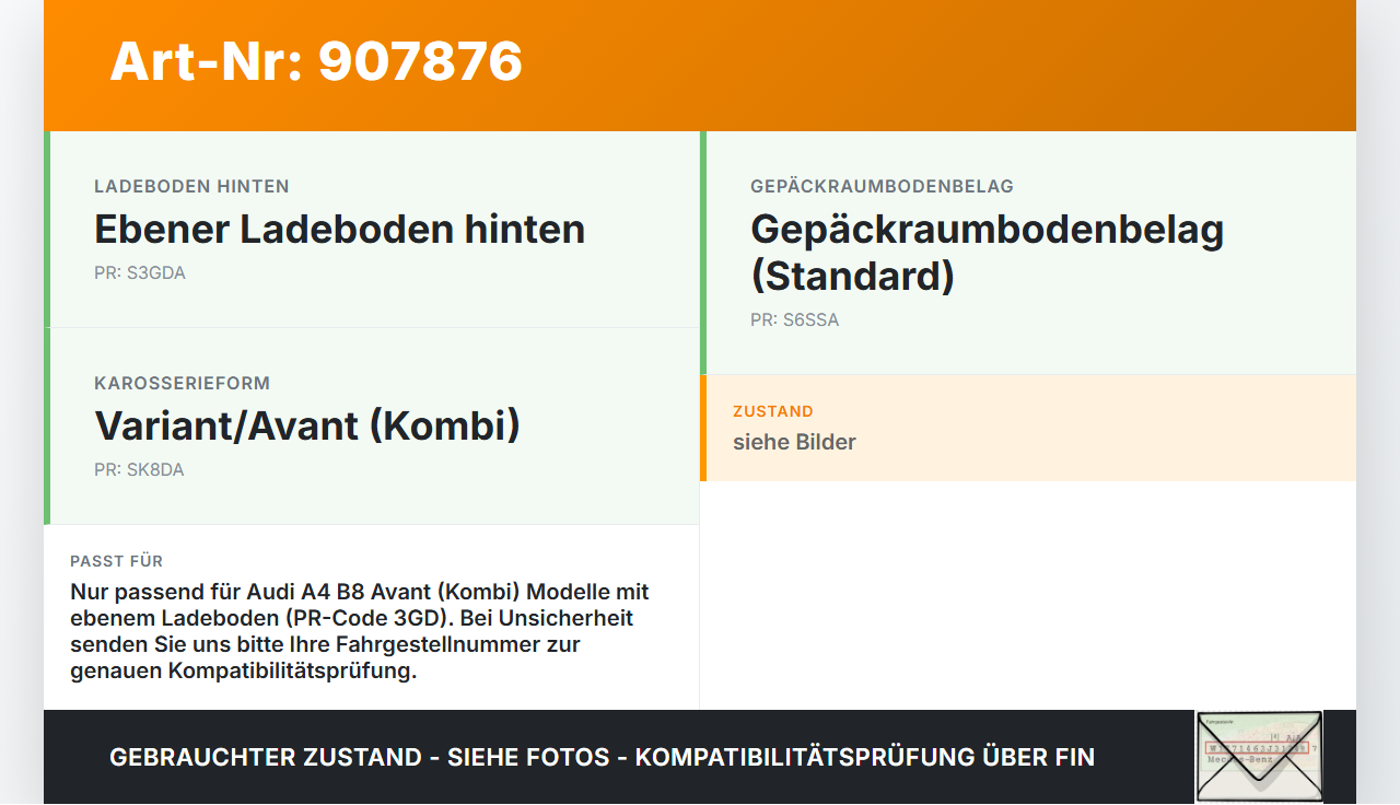 Audi A4 8K B8 11-15 Kombi Kofferraummatte Kofferraum Einlegeboden Audi A4 8K B8 11-15 13.08.2014 8K9861531 gebraucht Vorschau 3