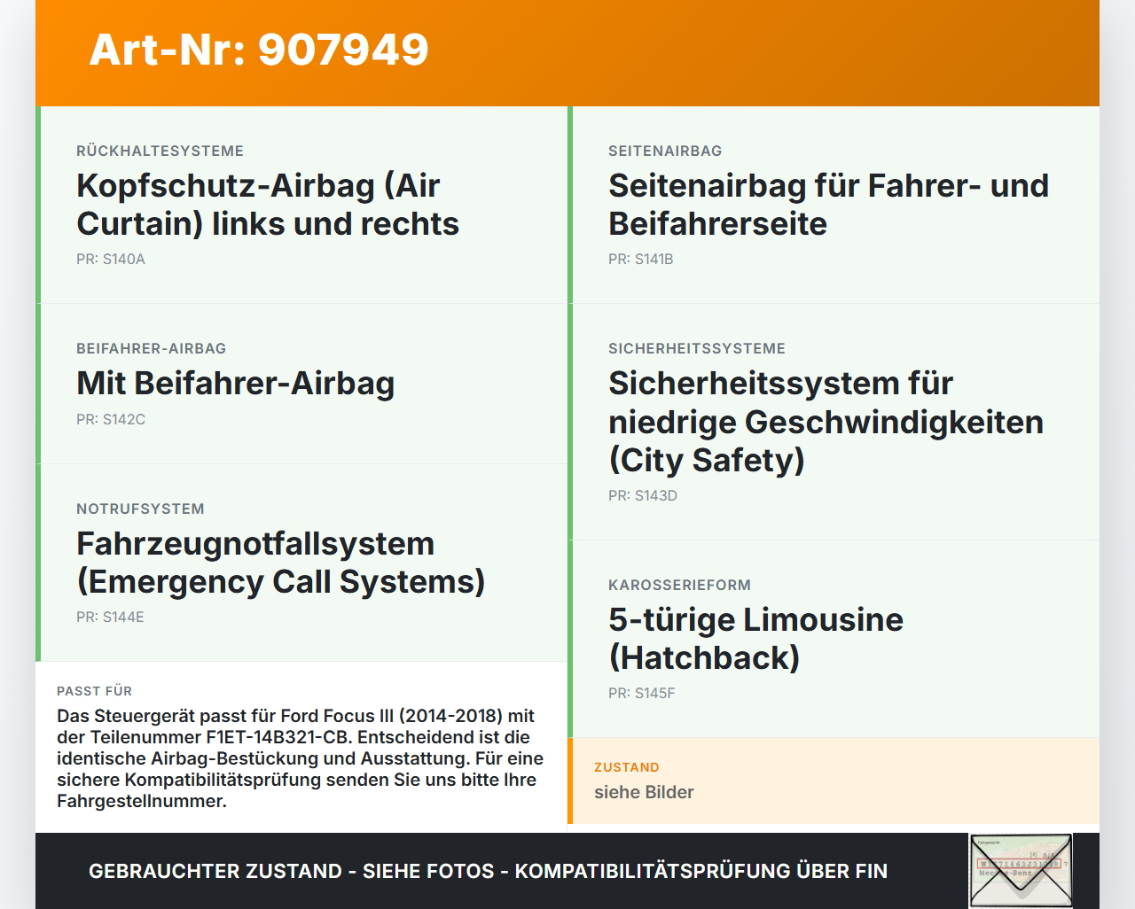 Ford Focus III 14-18 Airbag Steuergerät Airbagsteuergerät Ford Focus III 14-18 12.05.2015 F1ET-14B321-CC... Vorschau 3
