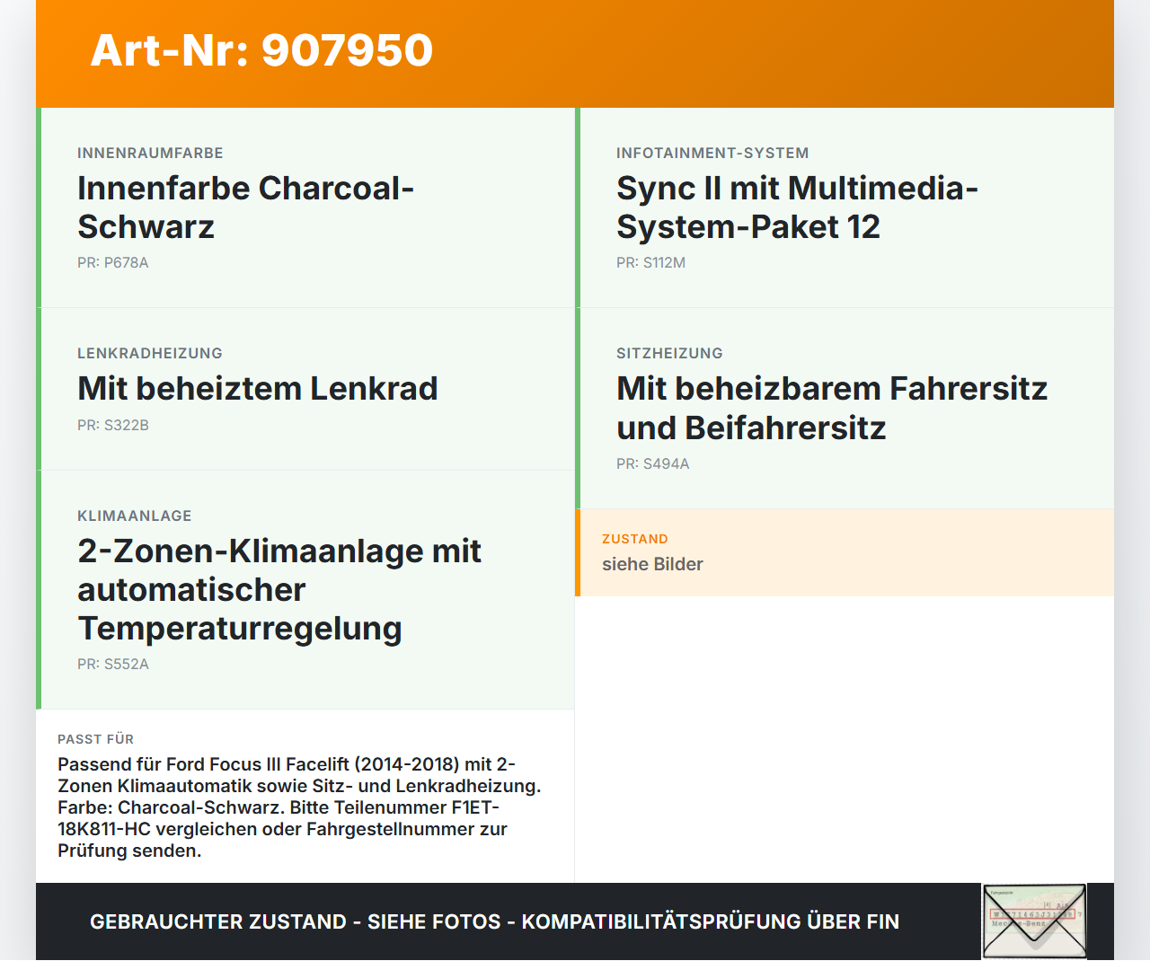 Ford Focus III 14-18 Bedienteil Bedienelement Heizung Klimabedienteil Ford Focus III 14-18 12.05.2015... Vorschau 3