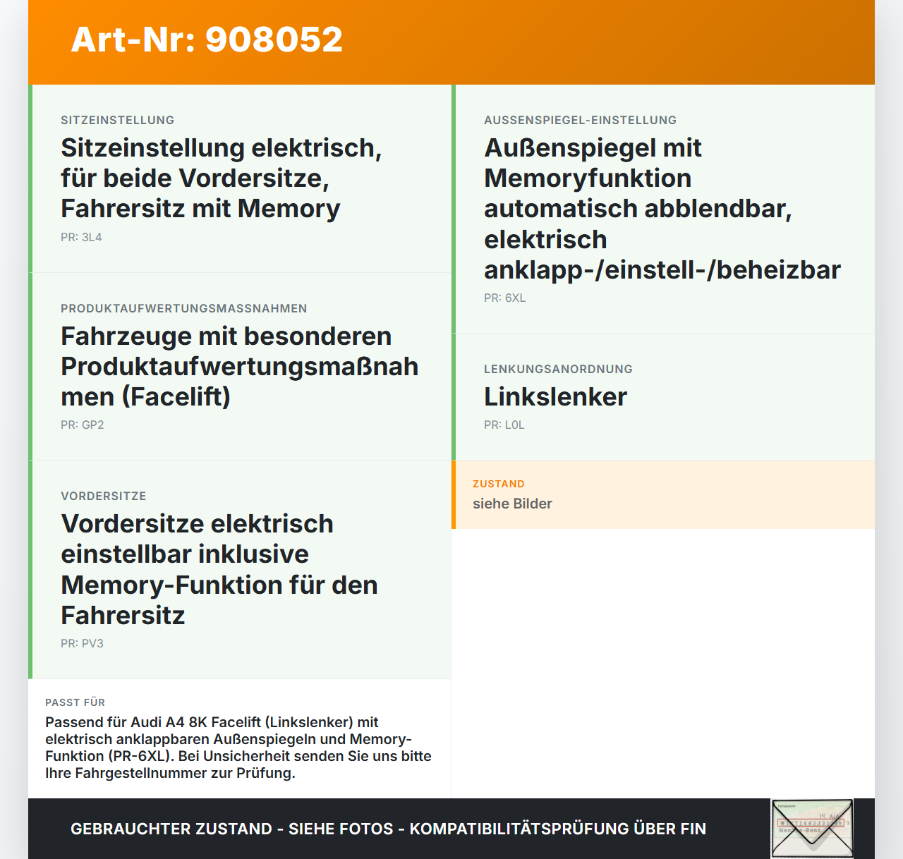 Audi A4 8K B8 11-15 Spiegelverstellung Aussenspiegel Schalter Audi A4 8K B8 11-15 13.08.2014 8K0959565E gebraucht Vorschau 3