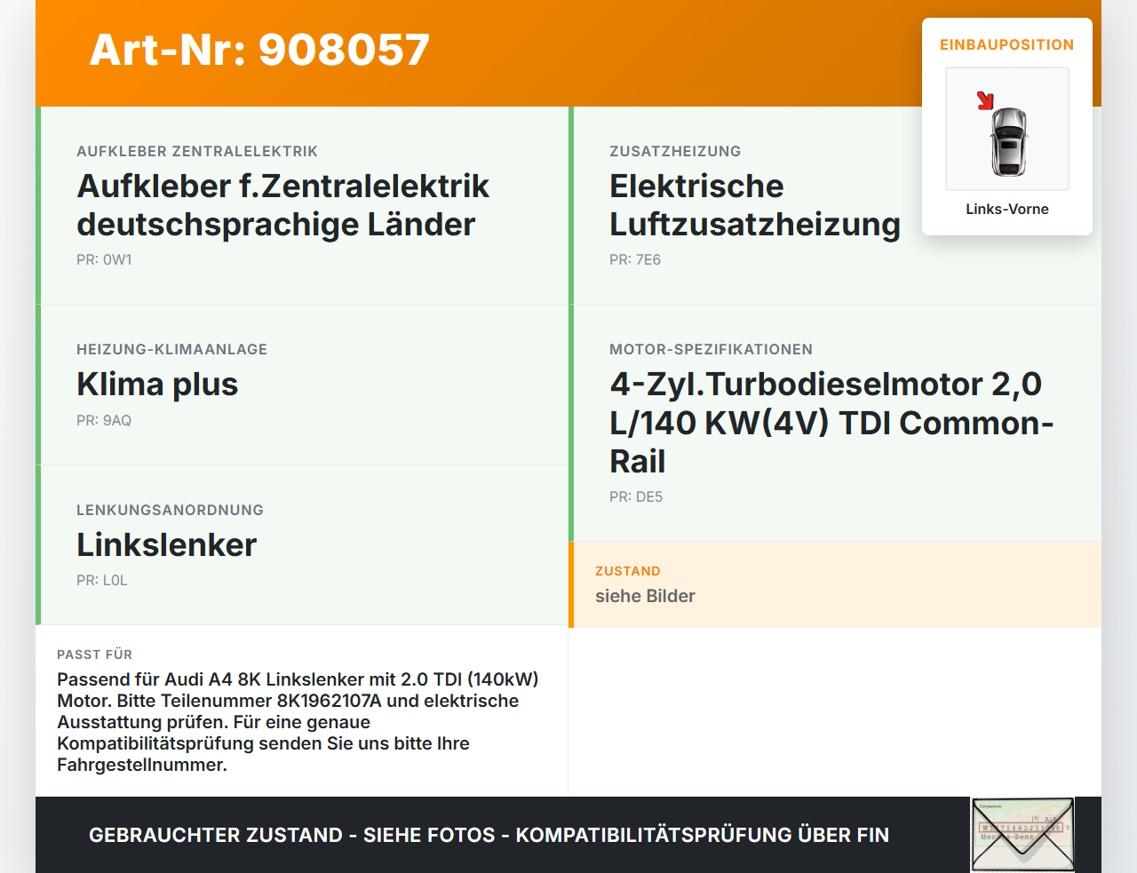 Audi A4 8K B8 11-15 TDI 2,0 140KW Sicherungskasten Zentralelektrik Links Vorne Audi A4 8K B8 11-15 13.08.2014... Vorschau 3