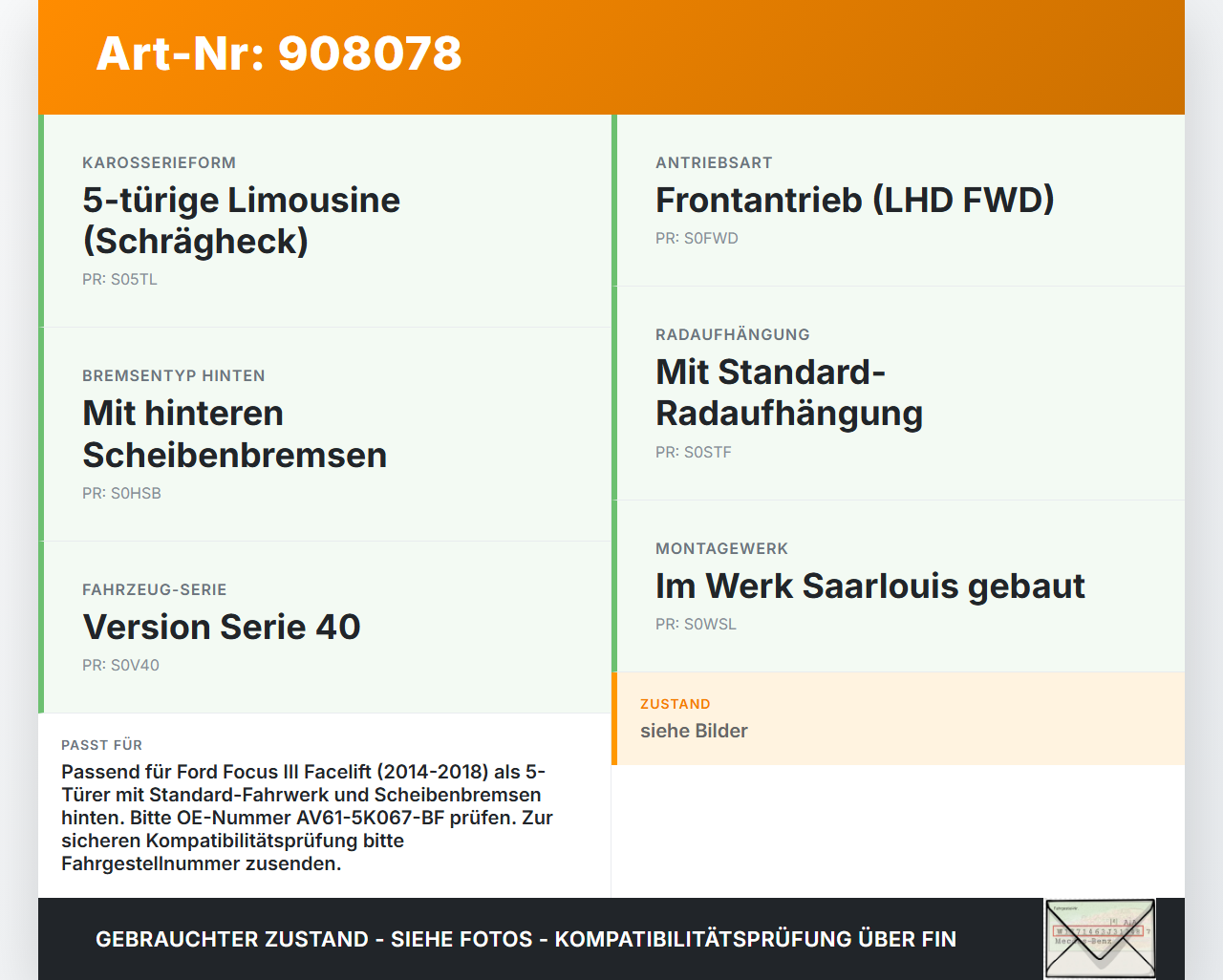 Ford Focus III 14-18 5T Hinterachse Achse Achsträger Ford Focus III 14-18 12.05.2015 FE32270 AV61-5K067-BF 2320059... Vorschau 3