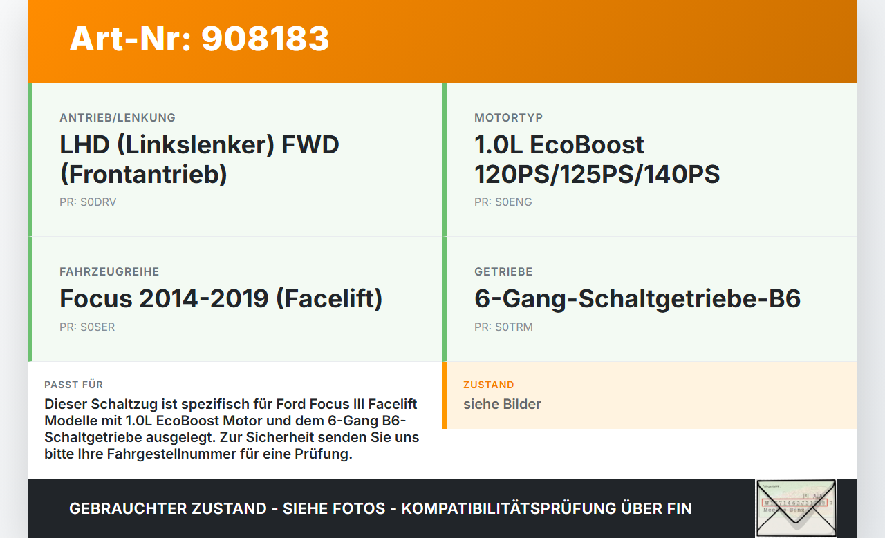 Ford Focus III 14-18 1,0 92KW Schaltzug Schaltseilzug Schaltseil Ford Focus III 14-18 12.05.2015 BV6R-7E395-GE gebraucht Vorschau 3