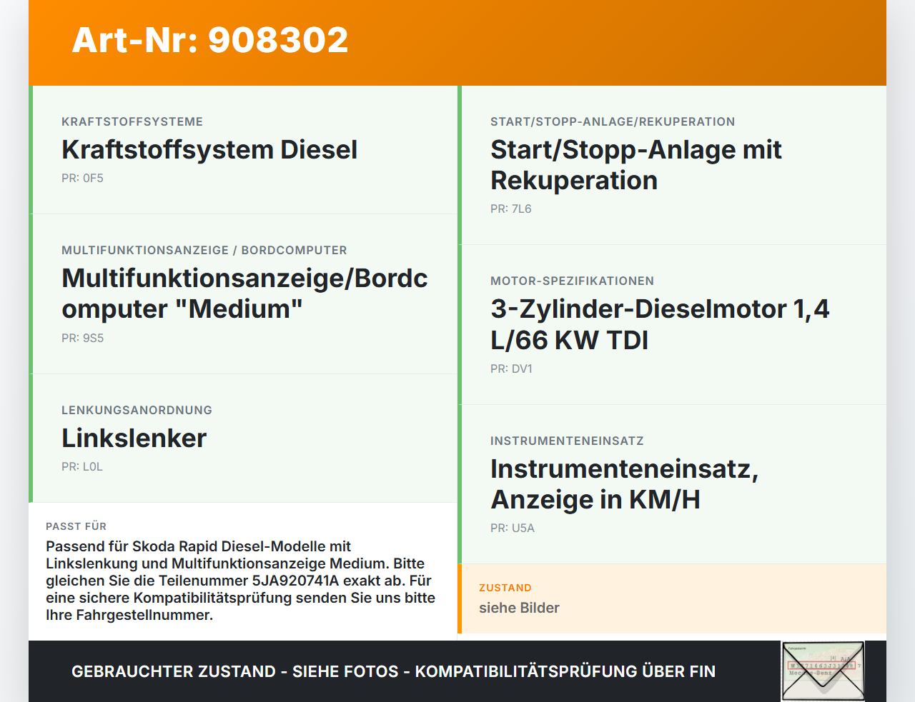 Skoda Rapid HN3 14-19 TDI 1,4 66KW Kombiinstrument Tacho Skoda Rapid HN3 14-19 03.02.2017 5JA920741A A2C38373200... Vorschau 3