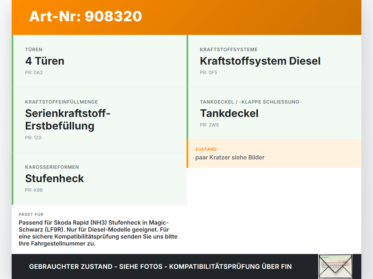 Skoda Rapid HN3 14-19 Tankdeckel Tankklappe LF9R Skoda Rapid HN3 14-19 03.02.2017 5JA809909 gebraucht Vorschau 3