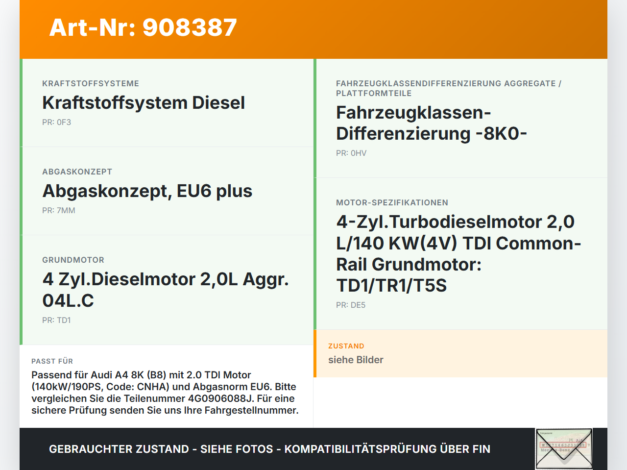 Audi A4 8K B8 11-15 TDI 2,0 140KW Sensor Abgastemperatursensor Abgassonde Audi A4 8K B8 11-15 13.08.2014 4G0906088J... Vorschau 3