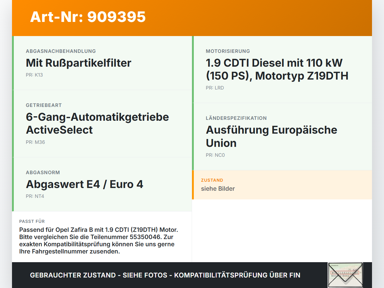 Opel Zafira B A05 05-08 CDTI  1,9 110KW Luftmassenmesser Opel Zafira B A05 05-08 13.09.2007 93184406 55350046 gebraucht Vorschau 3