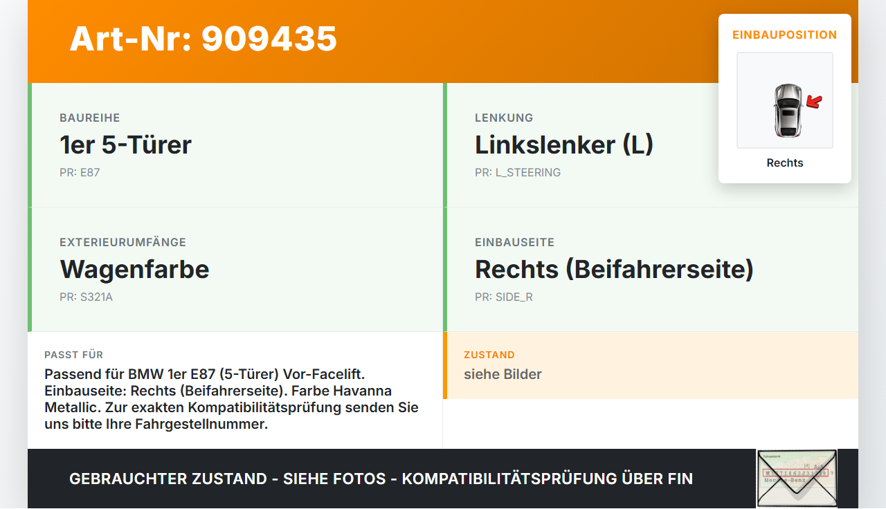 BMW E87 1er 04-07 5T Scharnier Motorhaube Motorhaubenscharnier Rechts BMW E87 1er 04-07 04.05.2005 7210674... Vorschau 3