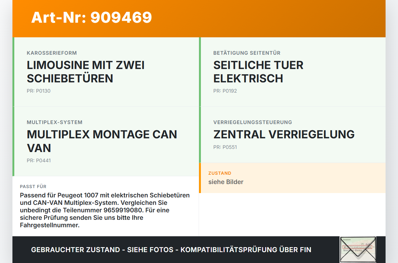 Peugeot 1007 05-09 Steuergerät ECU Modul Schiebetür Peugeot 1007 05-09 18.08.2004 9659919080 76677402 gebraucht Vorschau 3
