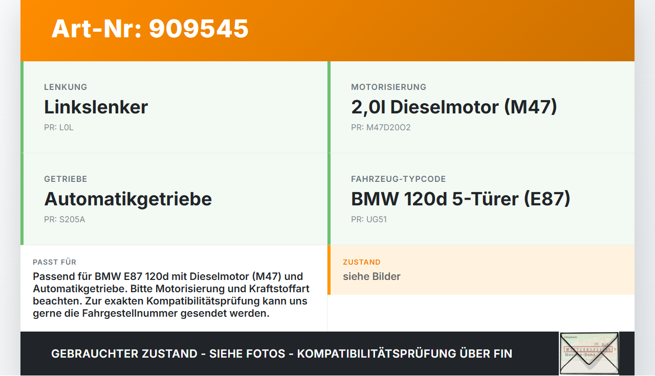 BMW E87 1er 04-07 2,0d 120KW Tankgeber Tankeinheit BMW E87 1er 04-07 04.05.2005 7197077 16117197077 gebraucht Vorschau 3