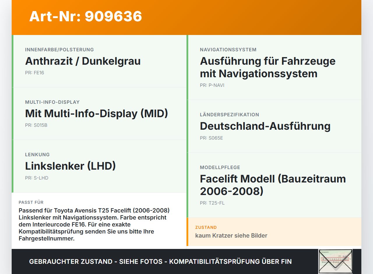 Toyota Avensis T25 06-08 Blende Einbaurahmen Toyota Avensis T25 06-08 28.03.2007 gebraucht Vorschau 3