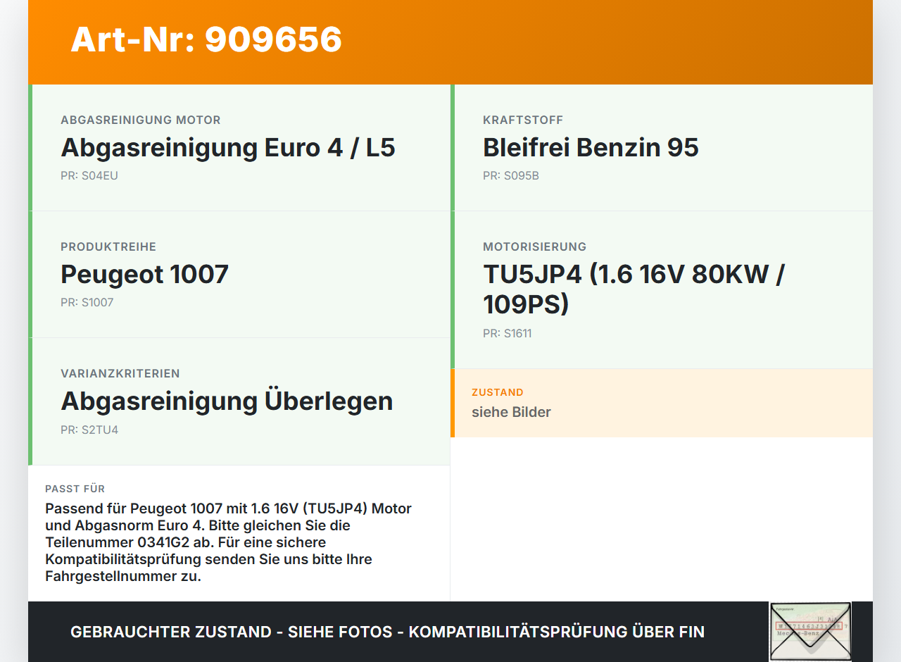 Peugeot 1007 05-09 1,6 80KW TU5JP4 Abgaskrümmer Peugeot 1007 05-09 18.08.2004 0341G2 gebraucht Vorschau 3