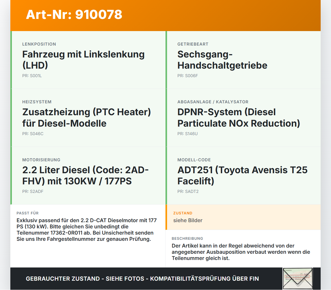 Toyota Avensis T25 06-08 2,2d 130KW Ansaugrohr Ladeluftschlauch Luftschlauch Pos.2 Toyota Avensis T25 06-08... Vorschau 3