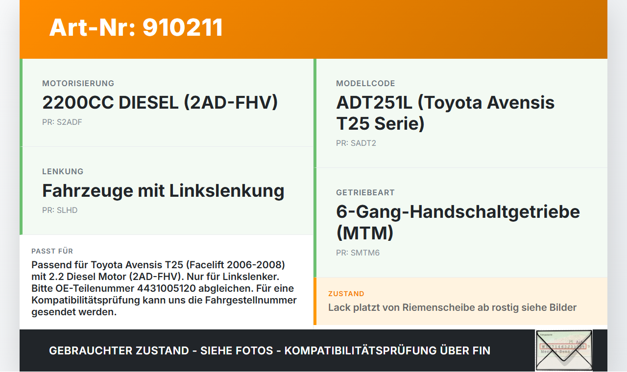 Toyota Avensis T25 06-08 2,2d 130KW Servopumpe Hydraulikpumpe für Lenkung Toyota Avensis T25 06-08 28.03.2007... Vorschau 3
