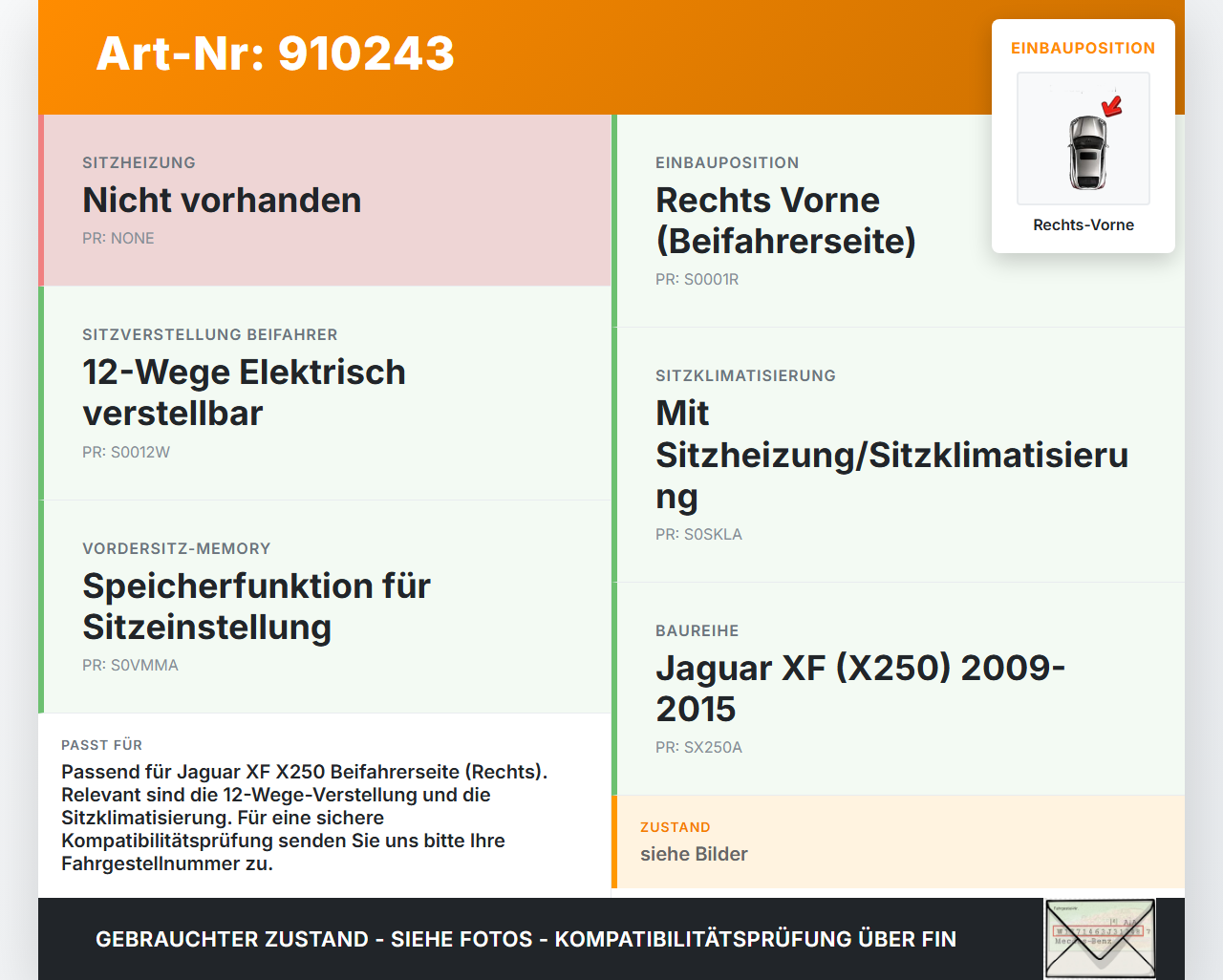 Jaguar XF X250 09-15 Stellmotor für Elektr. Sitzverstellung Rechts Vorne Jaguar XF X250 09-15 25.03.2009 198380-101... Vorschau 3