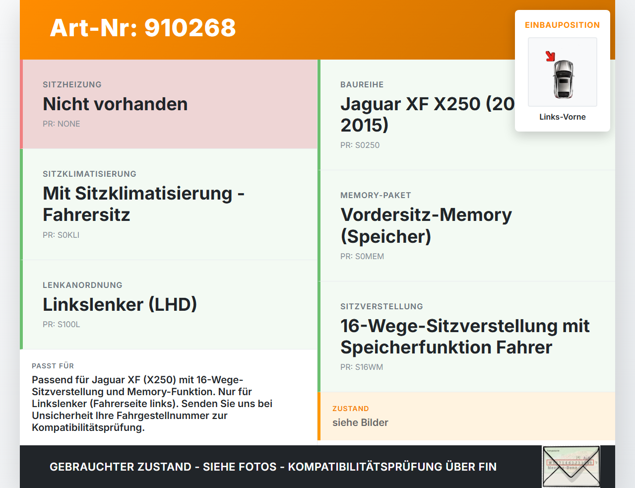 Jaguar XF X250 09-15 Stellmotor für Elektr. Sitzverstellung Links Vorne Jaguar XF X250 09-15 25.03.2009 C2C37100... Vorschau 3