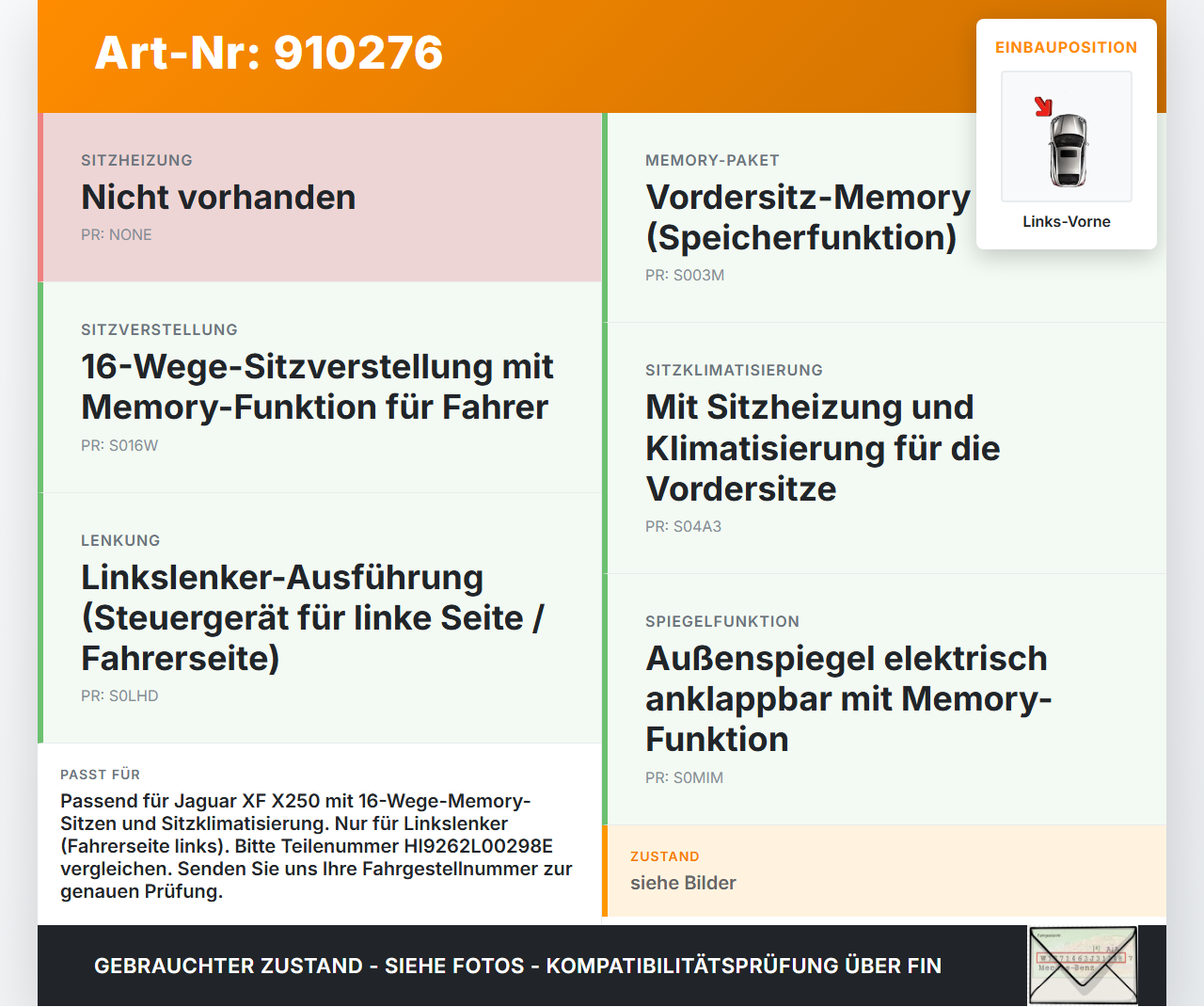 Jaguar XF X250 09-15 Steuergerät Sitzsteuergerät SG Links Vorne Jaguar XF X250 09-15 25.03.2009 C2P20382... Vorschau 3