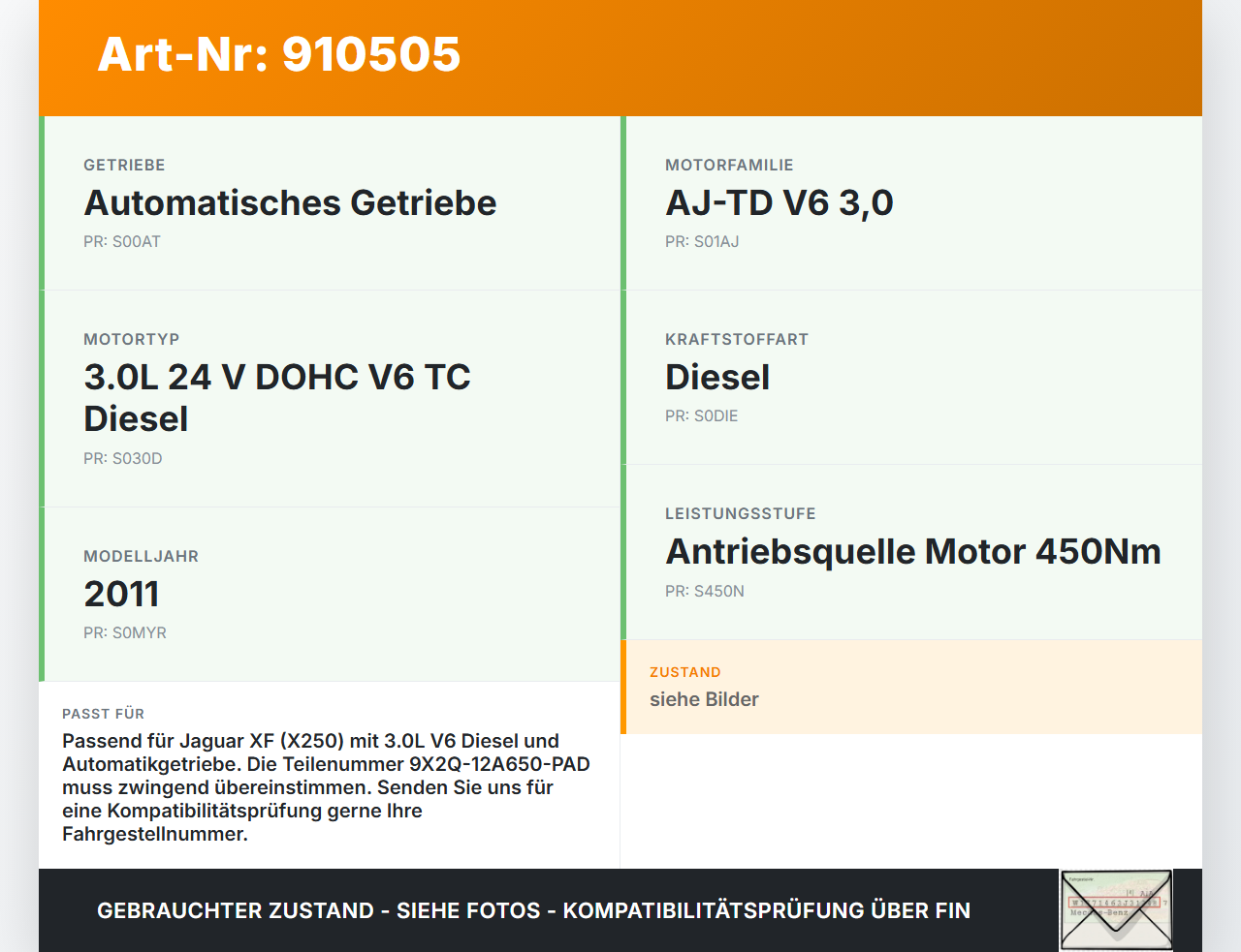 Jaguar XF X250 09-15 3,0d 155KW Steuergerät ECU für Motor Motorsteuergerät Jaguar XF X250 09-15 25.03.2009 C2D8334... Vorschau 3