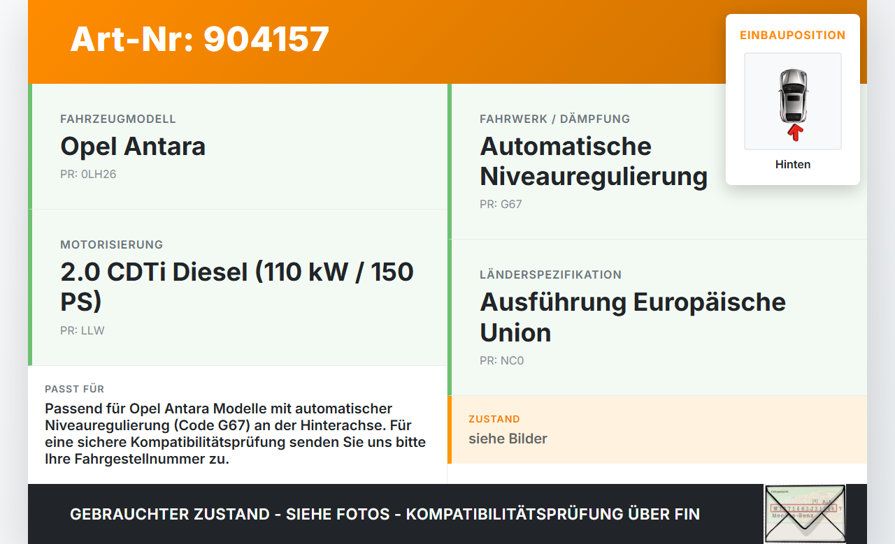 Opel Antara 07-11 Stossdämpfer Hinten Opel Antara 07-11 28.03.2008 19-238906 gebraucht Vorschau 3