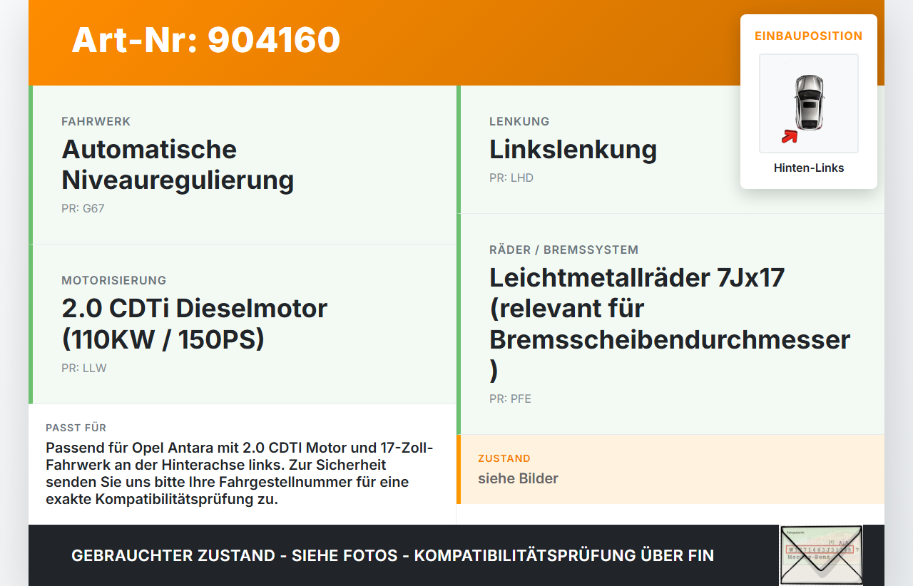 Opel Antara 07-11 CDTI 2,0 110KW Bremssattel Bremszange Hinten Links Opel Antara 07-11 28.03.2008 96626050 4804640... Vorschau 3