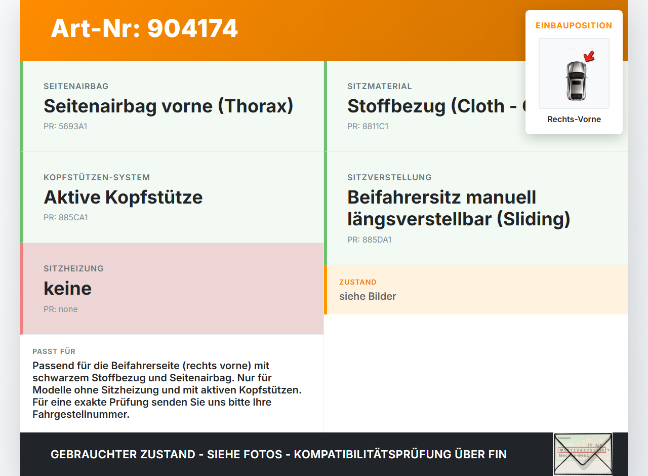 Kia Sportage SL 10-15 Sitzbezug Sitzpolster für Beifahrersitz Rechts Vorne Kia Sportage SL 10-15 03.03.2010... Vorschau 3