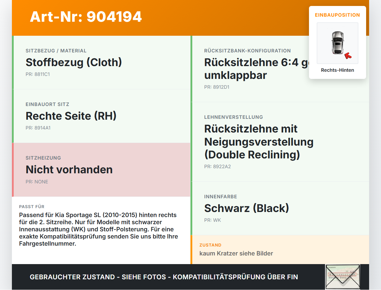 Kia Sportage SL 10-15 Blende Seitenblende Abdeckung Rechts für Sitz Rechts Hinten zweite Reihe Kia Sportage SL... Vorschau 3