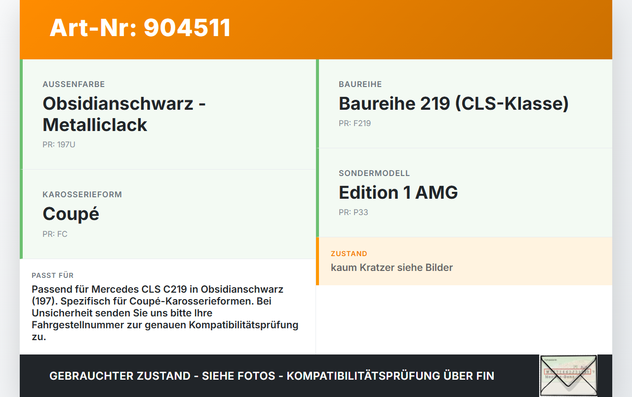 Mercedes C219 CLS 08-10 Tankdeckel Tankklappe 197 Mercedes C219 CLS 08-10 19.11.2009 A2115845413 A0005847217 gebraucht Vorschau 3