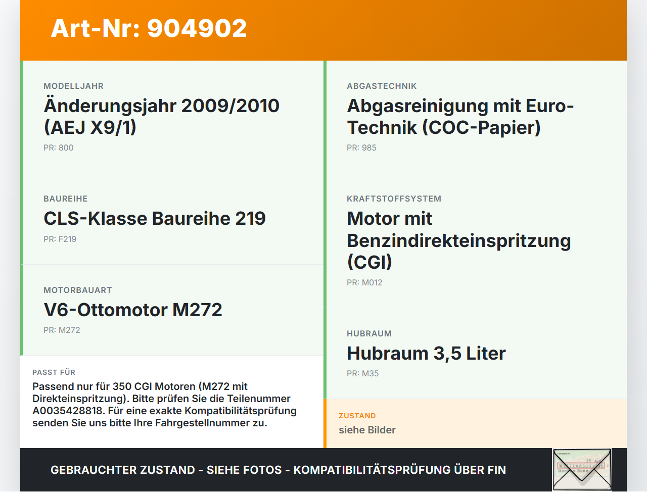 Mercedes C219 CLS 08-10 350 CGI 3,5 215KW Lambdasonde Bosch Sensor NOx Sensor Mercedes C219 CLS 08-10 19.11.2009... Vorschau 3