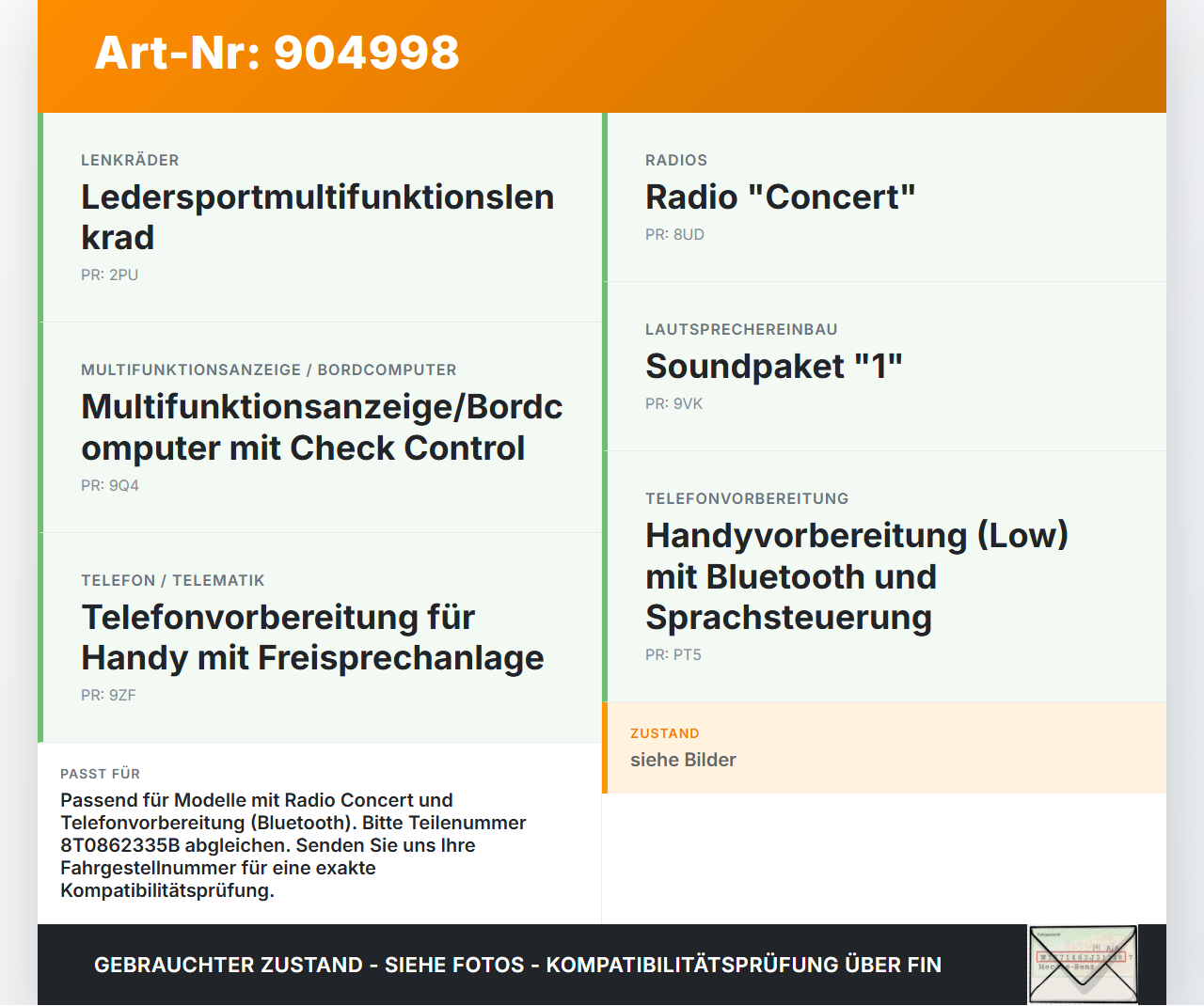 Audi A4 8K B8 QU 08-11 Steuergerät SG MMI Bluetooth Audi A4 8K B8 QU 08-11 07.02.2008 8T0862335F 8T0862335B gebraucht Vorschau 3