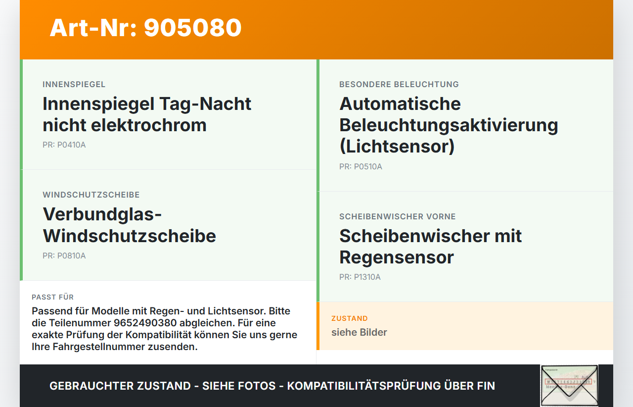 Peugeot 407 6E 04-08 Regensensor Peugeot 407 6E 04-08 15.03.2005 6505Q6 9652490380 1397212076 gebraucht Vorschau 3