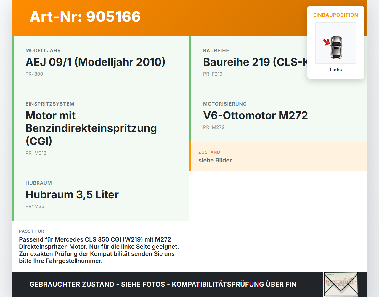 Mercedes C219 CLS 08-10 350 CGI 3,5 215KW Einspritzleiste Kraftstoffverteiler Düsenstock Einspritzanlage Links... Vorschau 3