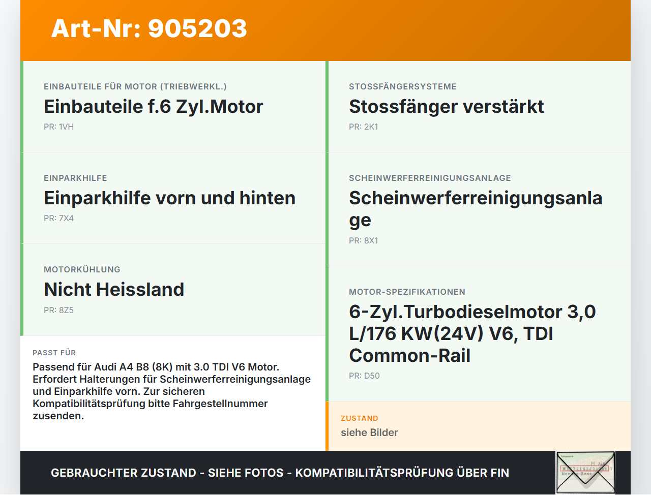 Audi A4 8K B8 QU 08-11 TDI 3,0 176KW Schlossträger Frontmaske Träger Audi A4 8K B8 QU 08-11 07.02.2008 8K0805594J... Vorschau 3