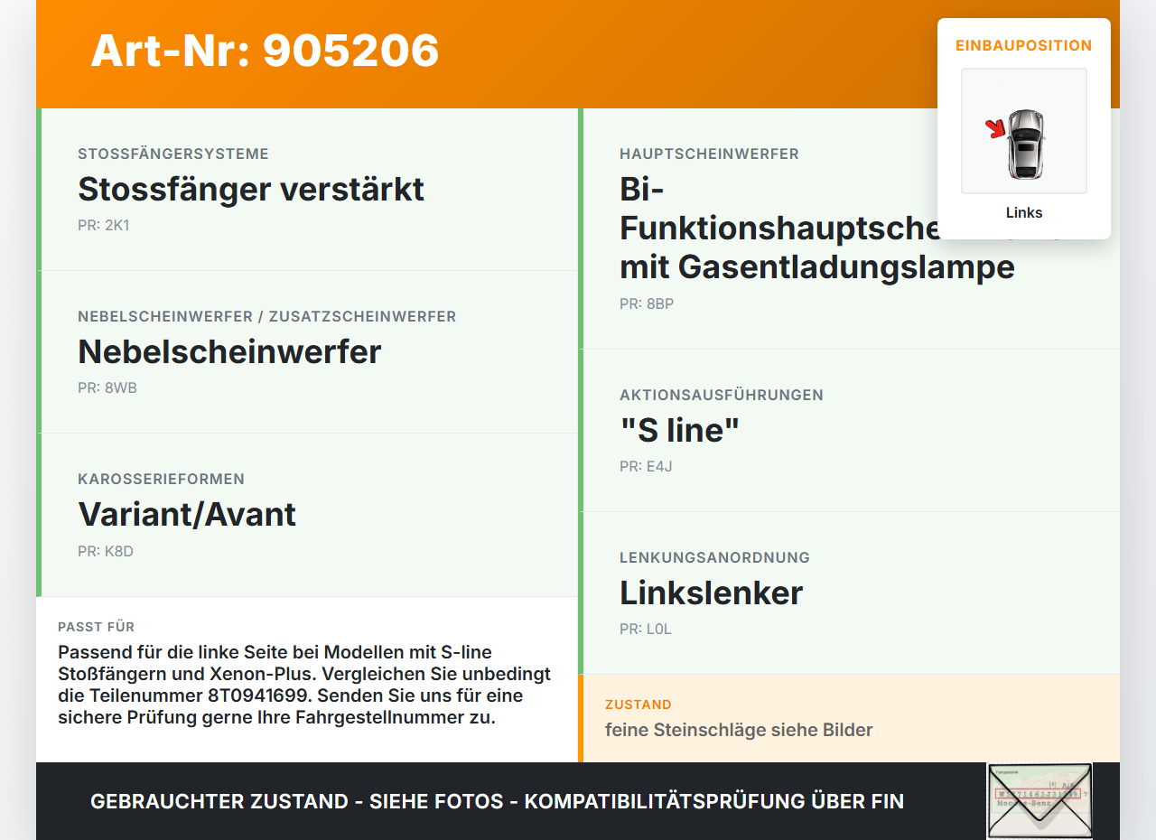 Audi A4 8K B8 QU 08-11 Nebelscheinwerfer Links orig. Audi A4 8K B8 QU 08-11 07.02.2008 8T0941699 89205612... Vorschau 3