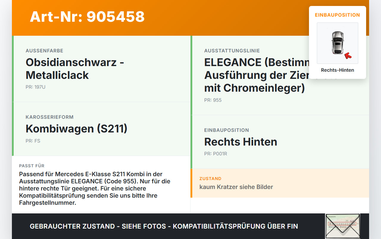 Mercedes S211 W211 E320 02-06 Kombi Leiste Scheibendichtung Schachtabdeckung Rechts Hinten Mercedes S211 W211 E320... Vorschau 3