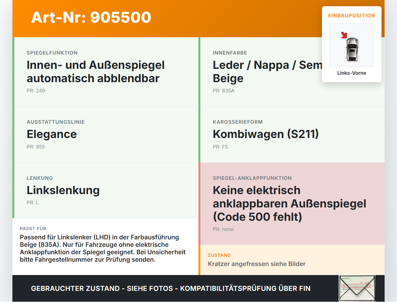 Mercedes S211 W211 E320 02-06 Kombi Fensterheberschalter Schalter Links Vorne Mercedes S211 W211 E320 02-06... Vorschau 3
