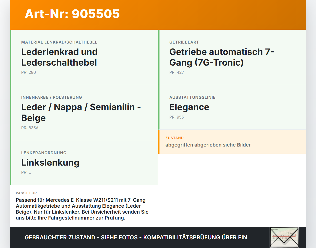 Mercedes S211 W211 E320 02-06 Autom Schaltsack Schaltmanschette Schaltknauf Mercedes S211 W211 E320 02-06... Vorschau 3