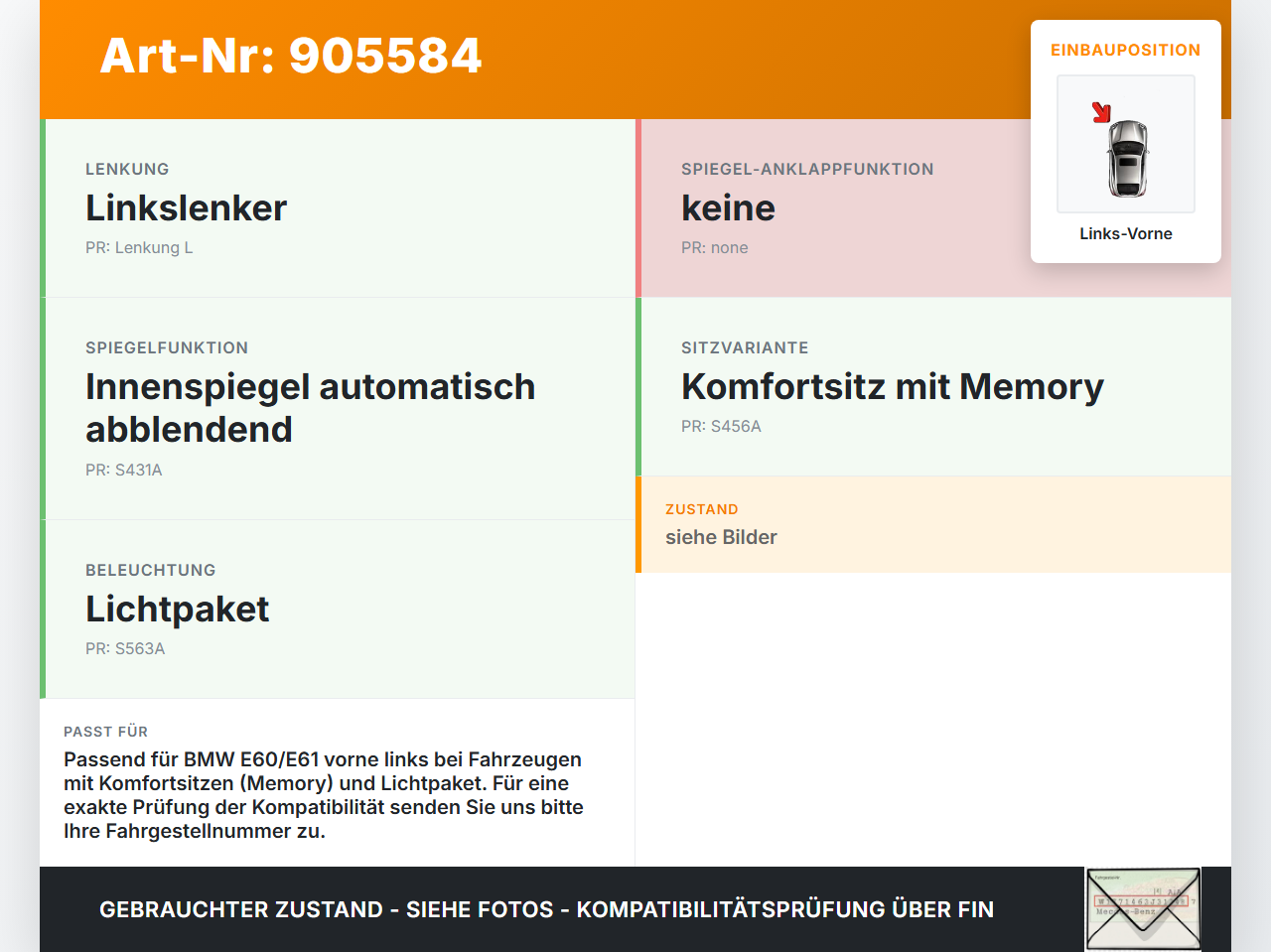 BMW E61 530d 04-07 Steuergerät ECU Modul Türsteuergerät SG Links Vorne BMW E61 530d 04-07 04.10.2004 6957759... Vorschau 3