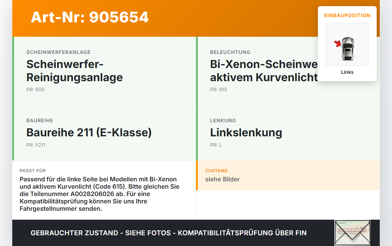 Mercedes S211 W211 E320 02-06 Xenon Vorschaltgerät Steuergerät Links Mercedes S211 W211 E320 02-06 04.05.2005... Vorschau 3