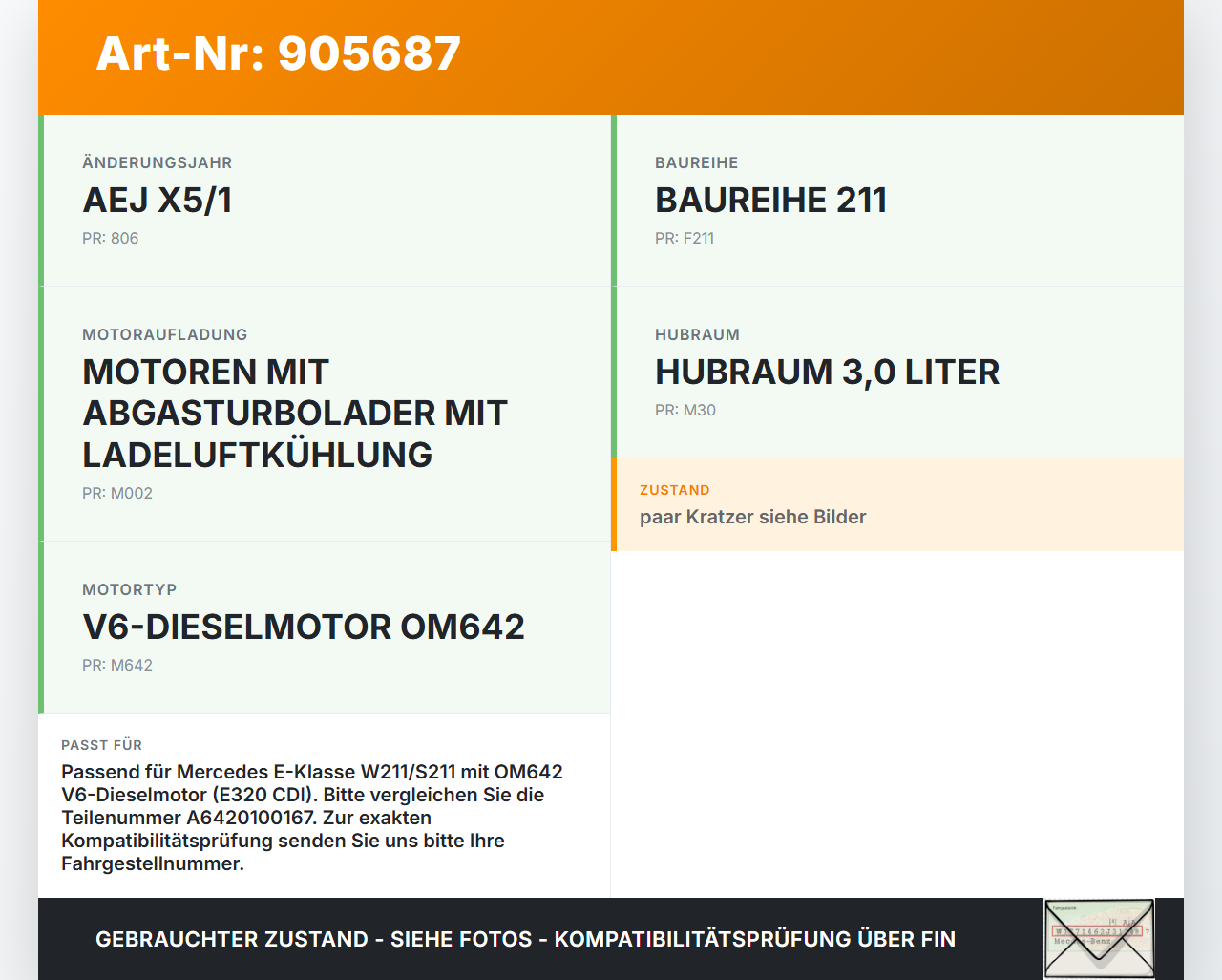 Mercedes S211 W211 E320 02-06 3,2 165KW 642920 Motor Abdeckung Deckel Motorabdeckung Mercedes S211 W211 E320 02-06... Vorschau 3