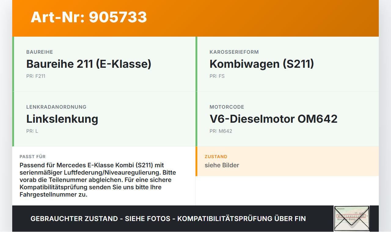Mercedes S211 W211 E320 02-06 Kombi Kompressor f. Luftfahrwerk Luftfederung Mercedes S211 W211 E320 02-06... Vorschau 3
