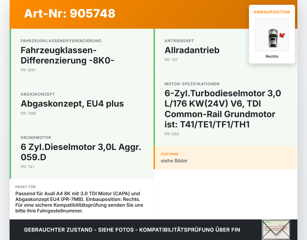 Audi A4 8K B8 QU 08-11 TDI 3,0 176KW Abgasleitung AGR Rohr Leitung Flexrohr Rechts Audi A4 8K B8 QU 08-11... Vorschau 3