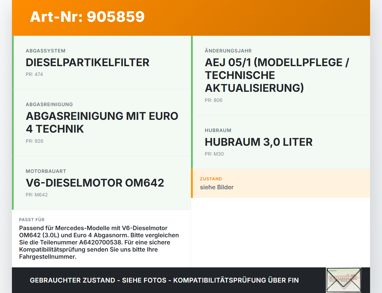 Mercedes S211 W211 E320 02-06 3,2 165KW Injektor Einspritzdüse Zyl.3 Mercedes S211 W211 E320 02-06 04.05.2005... Vorschau 3