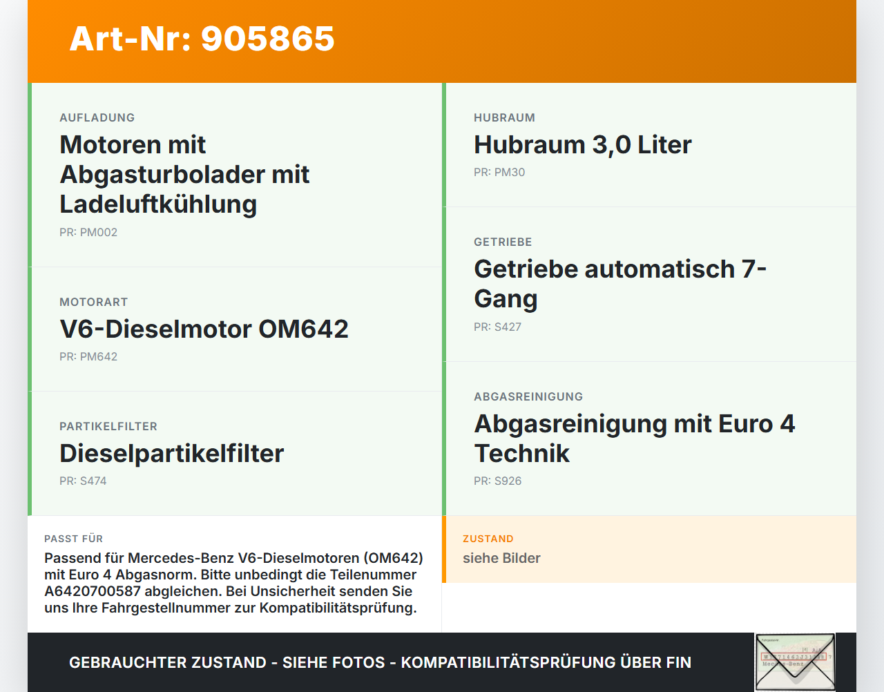 Mercedes S211 W211 E320 02-06 3,2 165KW Injektor Einspritzdüse Zyl.5 Mercedes S211 W211 E320 02-06 04.05.2005... Vorschau 3